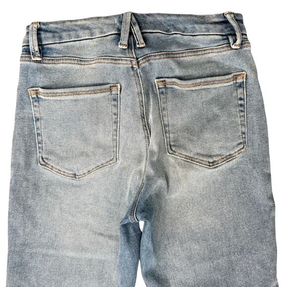 Good American Good Legs Crop Blue665 Light Wash Raw Hem Skinny Jeans size 4 / 27 - Picture 8 of 9